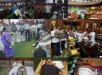 K'taka MUDA scam: Night-long protest by BJP MLAs in Vidhana Soudha