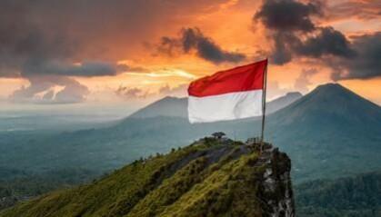 The Flag of Indonesia On The Mountain The Flag of Indonesia On The Mountain