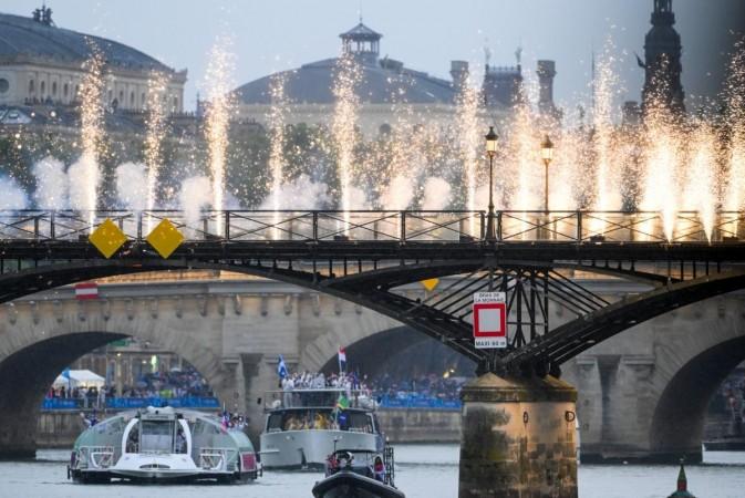 P.V. Sindhu, Sharath Kamal lead India as XXXIII Olympic Games start with spectacular Opening Ceremony on River Seine in Paris on Friday. (Photo: IANS/Biplab Banerjee) Olympic Games