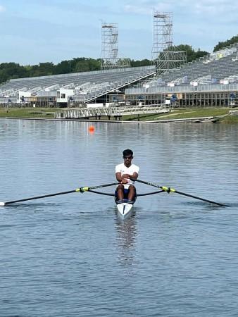 Indian rower Balraj Panwar during his practice session ahead of Paralympic Games 2024