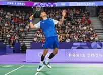Paris : India's Lakshya Sen during the men's singles badminton quarter final match at the Paris Olympics
