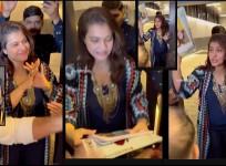 Angry Kajol gets irritated as fans shake hands with her on her 50th birthday celebration outside her Mumbai residence