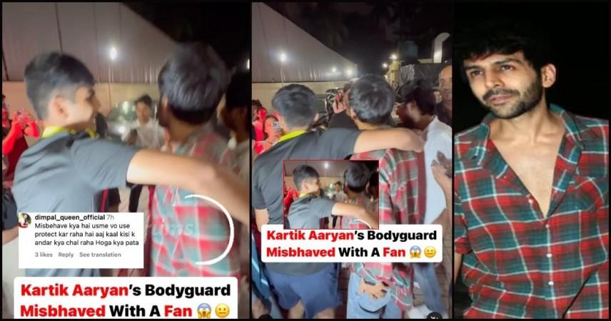 Kartik Aaryan's bodyguard misbehaves with a fan: reactions Kartik Aaryan's bodyguard misbehaves with a fan: reactions