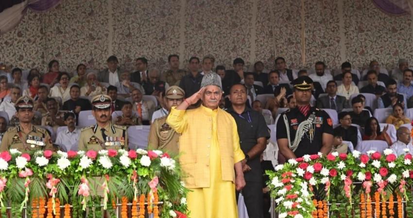 Lieutenant Governor Manoj Sinha during Independence Day function at Srinagar LG Manoj Sinha