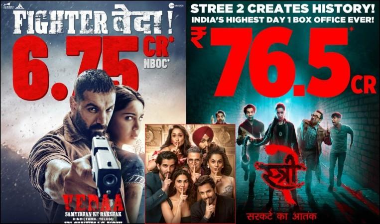 Day 1 box office report of Vedaa, khel khel mein and stree 2 Day 1 box office report of Vedaa, khel khel mein and stree 2