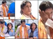 Disheartened wrestler Vinesh Phogat cries inconsolably as she greets fans at Delhi airport after getting disqualified before the finals in Olympics