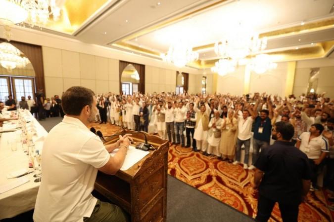 A group of journalists staged a demonstration outside Rahul Gandhi’s residence to register their protest against rising incidents of assault on the scribes in Telangana Rahul Gandhi