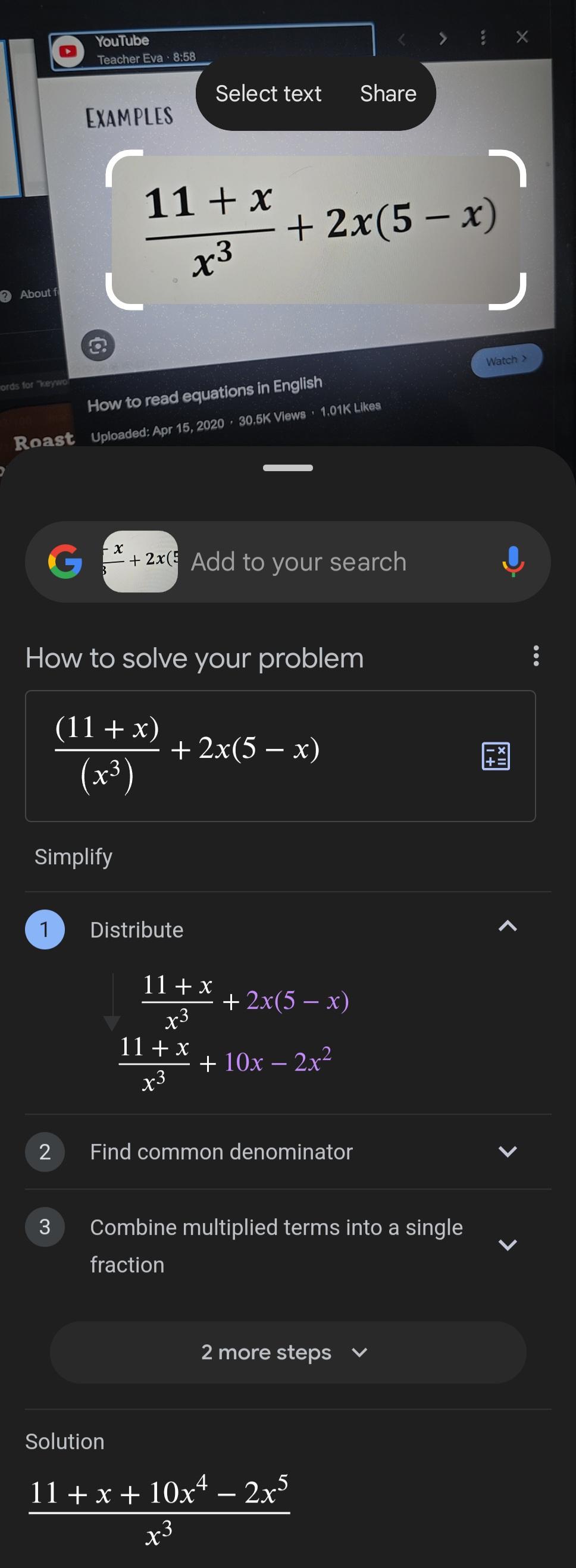 Solving math problems on Fold 6