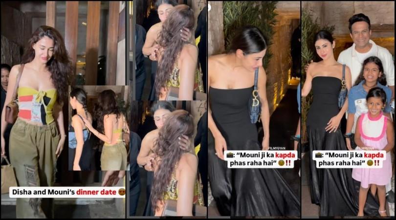 OOPS! Fans step on Mouni Roy's outfit; actor kisses BFF Disha Patani as they enjoy cosy dinner date [Watch]