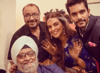 Angad Bedi, Neha Dhupia, Bishan Singh Bedi