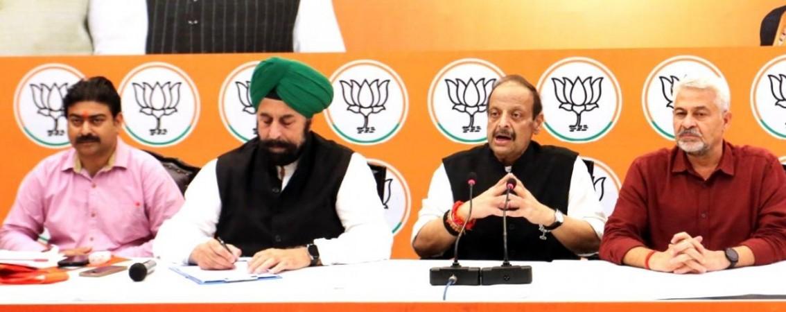 BJP leader Devender Singh Rana addressing media persons at Jammu on Tuesday BJP leader Devender Singh Rana