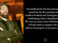 Allu Arjun donates Rs 1 crore for relief operations in light of Andhra Pradesh, Telangana deluge