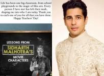 Sidharth Malhotra reflects on his classroom experience on Teachers' Day