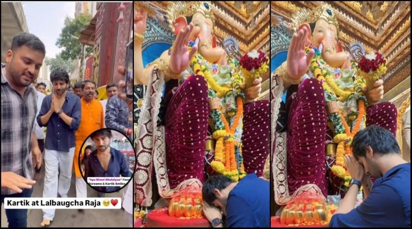 'Disrespectful, why's his shirt unbuttoned ?': Kartik Aaryan seeks blessings at Lalbaughcha Raja on first day of Ganesh Utsav [Reactions]