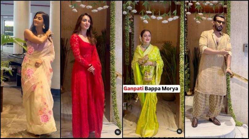 Manish Malhotra's Ganesh Chaturthi: Kiara Advani looks like a bride; Rekha stuns in saree; Arjun Kapoor goes glam in low neck kurta Manish Malhotra's Ganesh Chaturthi: Kiara Advani looks like a bride; Rekha stuns in saree; Arjun Kapoor goes glam in low neck kurta