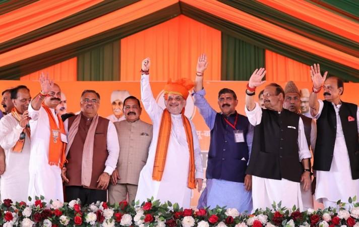 Union Home Minister Amit Shah during an election rally in Jammu Home Minister Amit Shah