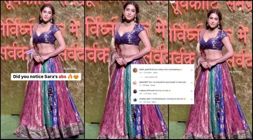 'Did you notice she's not breathing?': Sara Ali Khan holds her breath to flaunt her abs while posing for paps at Ambani Ganesh Utsav; gets trolled 'Did you notice she's not breathing?': Sara Ali Khan holds her breath to flaunt her abs while posing for paps at Ambani Ganesh Utsav; gets trolled