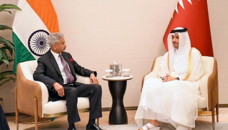 EAM Jaishankar will depart from Qatar on January 1 Prime Minister & Minister of Foreign Affairs of Qatar Mohammed bin Abdulrahman meets External Affairs Minister S Jaishankar
