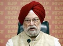 Union Minister Hardeep Singh Puri addresses a press conference at BJP Headquarter