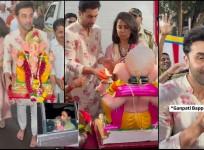 'Why is Alia Bhatt, Raha missing?: Ranbir Kapoor carries Lord Ganesha in his arms; Neetu Kapoor performs Bappa's puja in sandals; get trolled