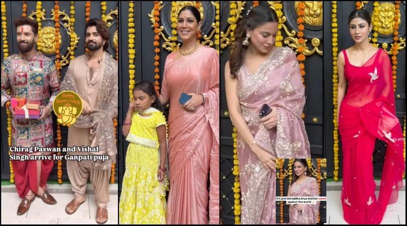 Ekta Kapoor's Ganesh Utsav: Chirag Paswan, Vishal Singh all smiles paps; Sakshi Tanwar poses with daugther; Sharaadha Arya hides her baby bump Ekta Kapoor's Ganesh Utsav: Chirag Paswan, Vishal Singh all smiles paps; Sakshi Tanwar poses with daugther; Sharaadha Arya hides her baby bump