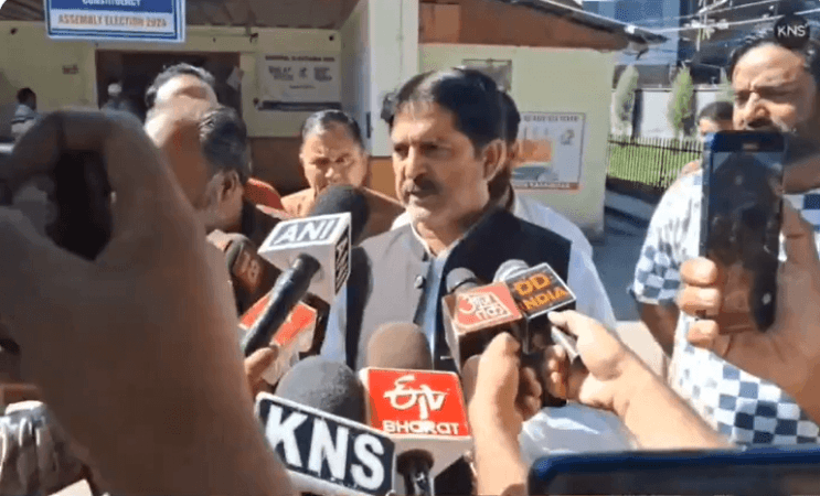 Parliament attack convict Afzal Guru's brother Ajaz Guru interacting with media persons after filing his nomination papers for Assembly elections Afzal Guru's brother