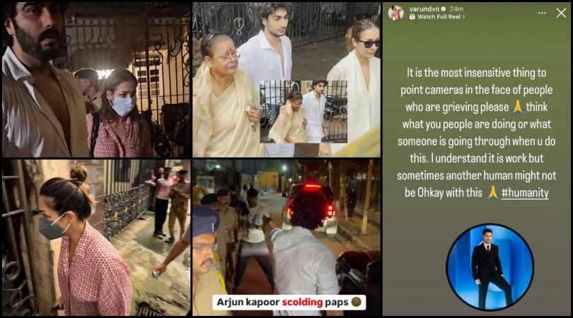 'Insensitive:' Varun Dhawan slams paparazzi for pointing cameras at grieving Arora family; Angry Arjun Kapoor scolds paps from recording teary-eyed Malaika Arora 'Insensitive:' Varun Dhawan slams paparazzi for pointing cameras at grieving Arora family; Angry Arjun Kapoor scolds paps from recording teary-eyed Malaika Arora