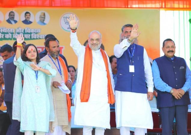 Union Home Minister Amit Shah addressing a rally at Kishtwar in Jammu and Kashmir Amit Shah