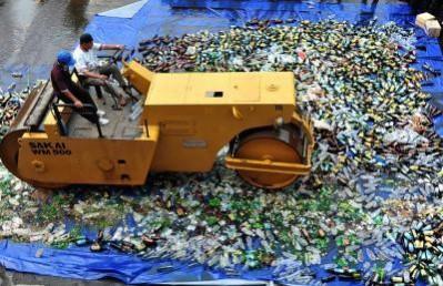 Gondal Division Police in Gujarat destroyed over 19,365 foreign liquor bottles valued at Rs 61.70 lakh Gondal Division Police in Gujarat destroyed over 19,365 foreign liquor bottles valued at Rs 61.70 lakh at an open space on Vora Kotda Road in Gondal city on Friday.