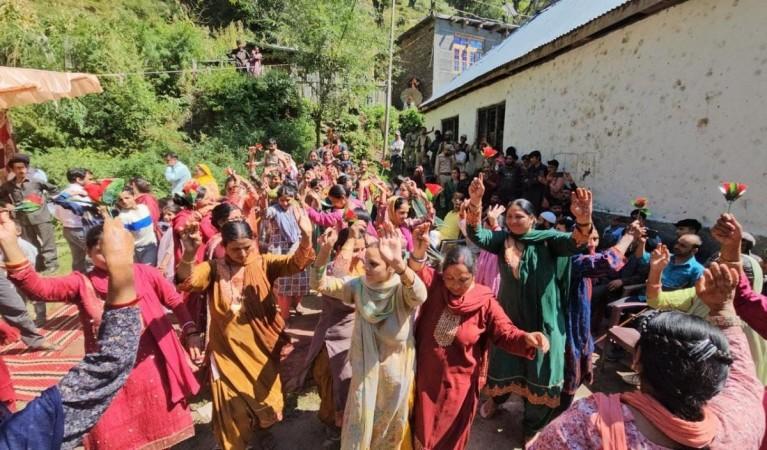 Inhabitants of Kishtwar village celebrate victory of democracy Villagers
