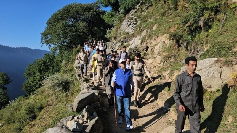Deputy Commissioner Kishtwar Rajesh Kumar Savan on way to Gorrow village in Kishtwar Deputy Commissioner Kishtwar
