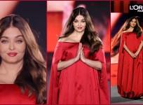 'Dirty dressing, looks like a curtain': Aishwarya Rai's satin off-shoulder red maxi ballon outfit disappoints; fans impressed with her grace, face card