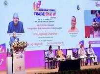 Vice President Jagdeep Dhankhar speaking in Greater Noida at the 2nd edition of the Uttar Pradesh International Trade Show on Sep 25