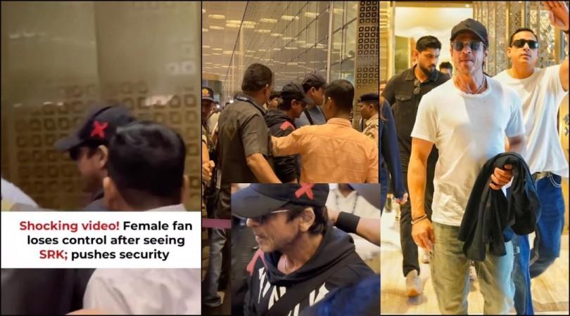 'Khuda ka waasta ruk jao': Female fan screams seeing Shah Rukh Khan, pushing his security to take selfie; SRK didn't wave nor smile at the fan [Reactions]