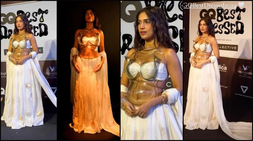 'Looks Vulgar, trying too hard ':Bhumi Pednekar opts for snake breastplate with glass belly, fails to impress fans