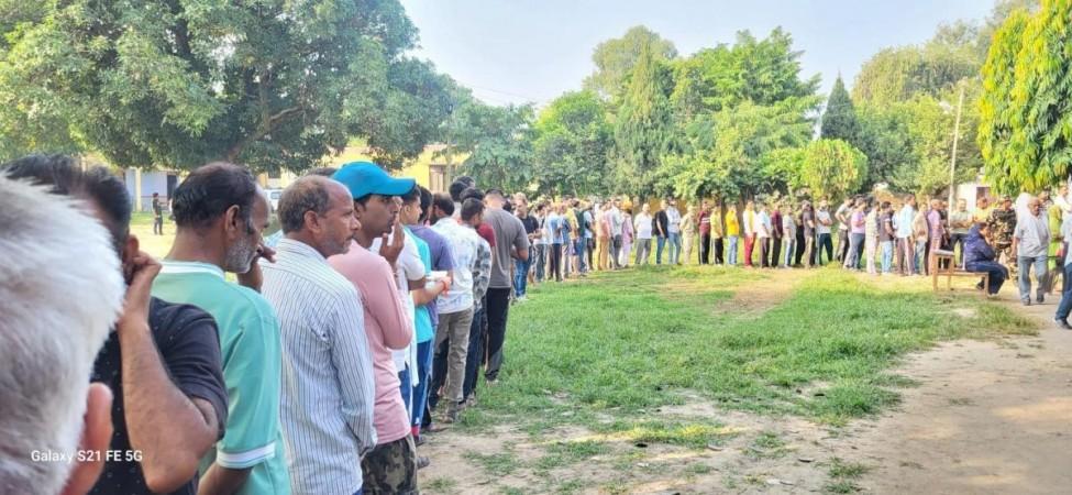 A view of polling station in border area of Kathua district. Border polling booth