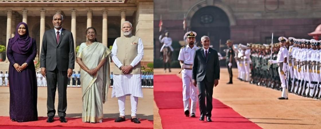 Maldives President Muizzu accorded ceremonial welcome at Rashtrapati Bhavan Maldives President Muizzu accorded ceremonial welcome at Rashtrapati Bhavan