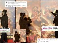 Ranveer singh kisses poster of Singham again featuring Deepika: fans ask what god did Deepika pray to