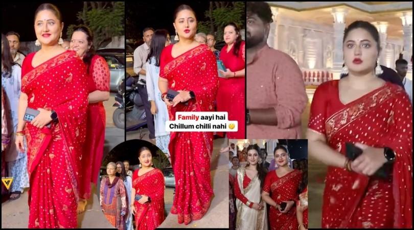'Rude, arrogant': Rashami Desai warns paps to not shout as she attends Durga puja with family; actor body shamed as she wears red saree [Reactions]