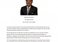 'The clock has stopped ticking': Ratan Tata passes away at 86; PM Modi, Anand Mahindra, Harsh Goneka pay heartfelt tributes