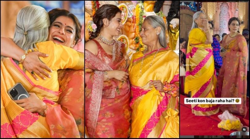 'She's taking from being rude from Jaya': Kajol gets irritated, angry at a man in a pandal for whistling; greets Jaya Bachchan with a kiss, hug [Reactions]