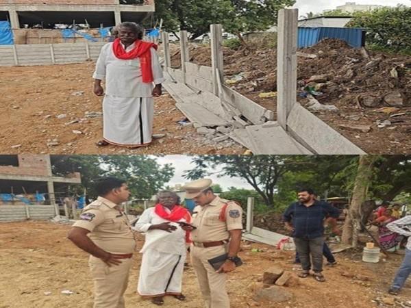 Unknown persons damage compound wall of Telangana folk artiste's plot