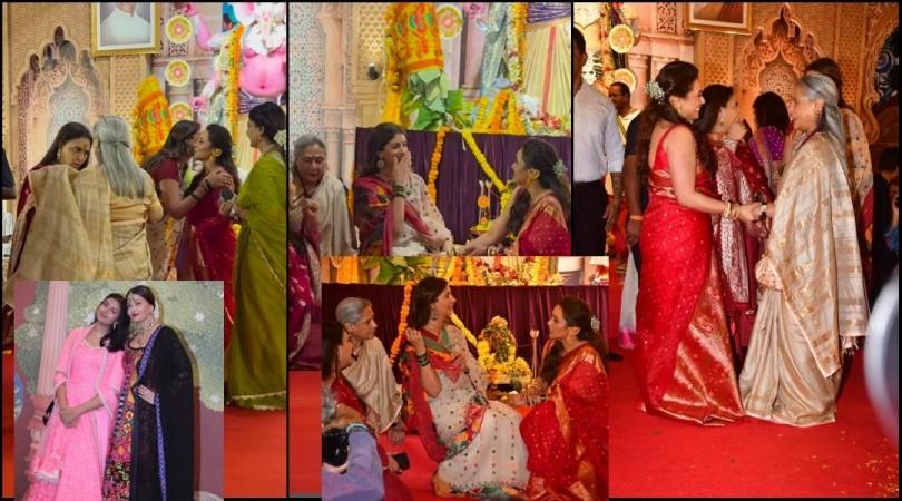 'Never seen Jaya laughing with Aishwarya': Jaya Bachchan, Shweta Rani Mukerji hug, kiss, bond with each other at Durga Puja pandal [Reactions]