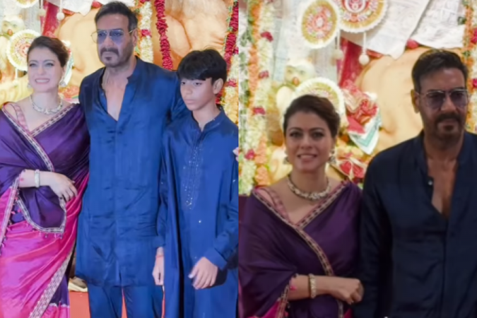 Kajol, Ajay Devgn, Yug at durga puja pandal Kajol, Ajay Devgn, Yug at durga puja pandal