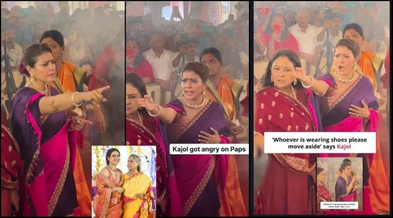 'Impolite, she's becoming Jaya Bachchan': Angry Kajol yells at media and devotees for wearing footwear and attending havan at Durga Puja pandal