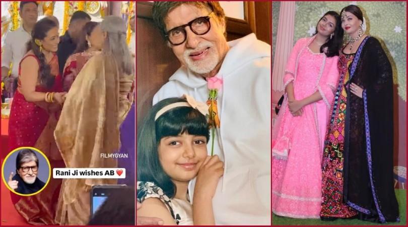 Rani Mukerji extends birthday wishes to Big B via Jaya Bachchan at Durga Puja pandal; Aishwarya Rai wishes Amitabh Bachchan with a pic of him and Aradhya