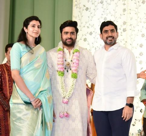 Nara Rohith with cousins Nara Lokesh and Brahmani. Nara Rohith
