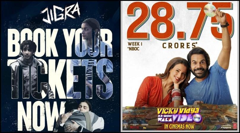 FLOP: Alia Bhatt's Jigra mints Rs 22.45 crore after a week; Rajkummar Rao's 'Vicky Vidya Ka Woh Wala Video crosses Rs 27 cr [Box-office report]