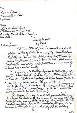 The letter has been directly addressed to Karan Johar from within a 'prison complex' Sukesh-Jacqueline-Karan letter 1