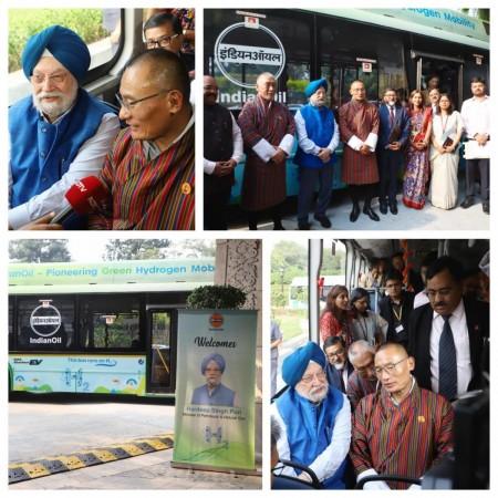 India showcased a hydrogen-fuelled bus to Bhutan's Prime Minister India showcased a hydrogen-fuelled bus to Bhutan's Prime Minister